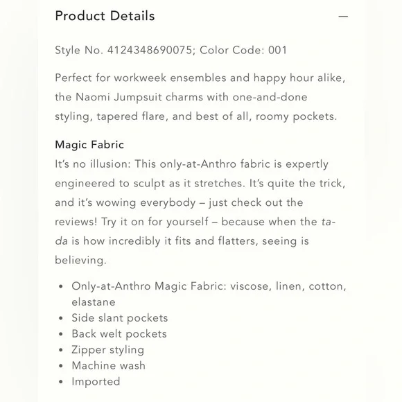 Anthropologie THE NAOMI WORKWEAR JUMPSUIT BY MAEVE size 8 tall. - Picture 7 of 16